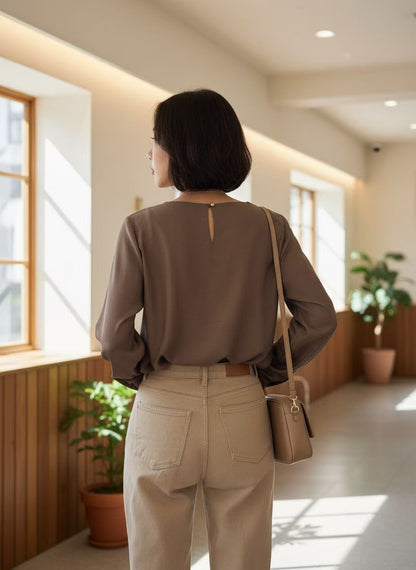 12C110 側蝴蝶結領雪紡上衣