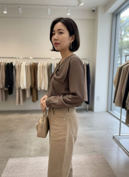 12C110 側蝴蝶結領雪紡上衣