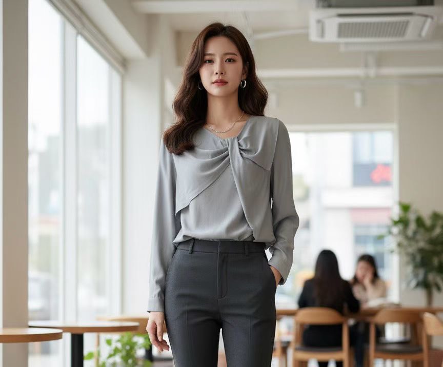 12C110 側蝴蝶結領雪紡上衣