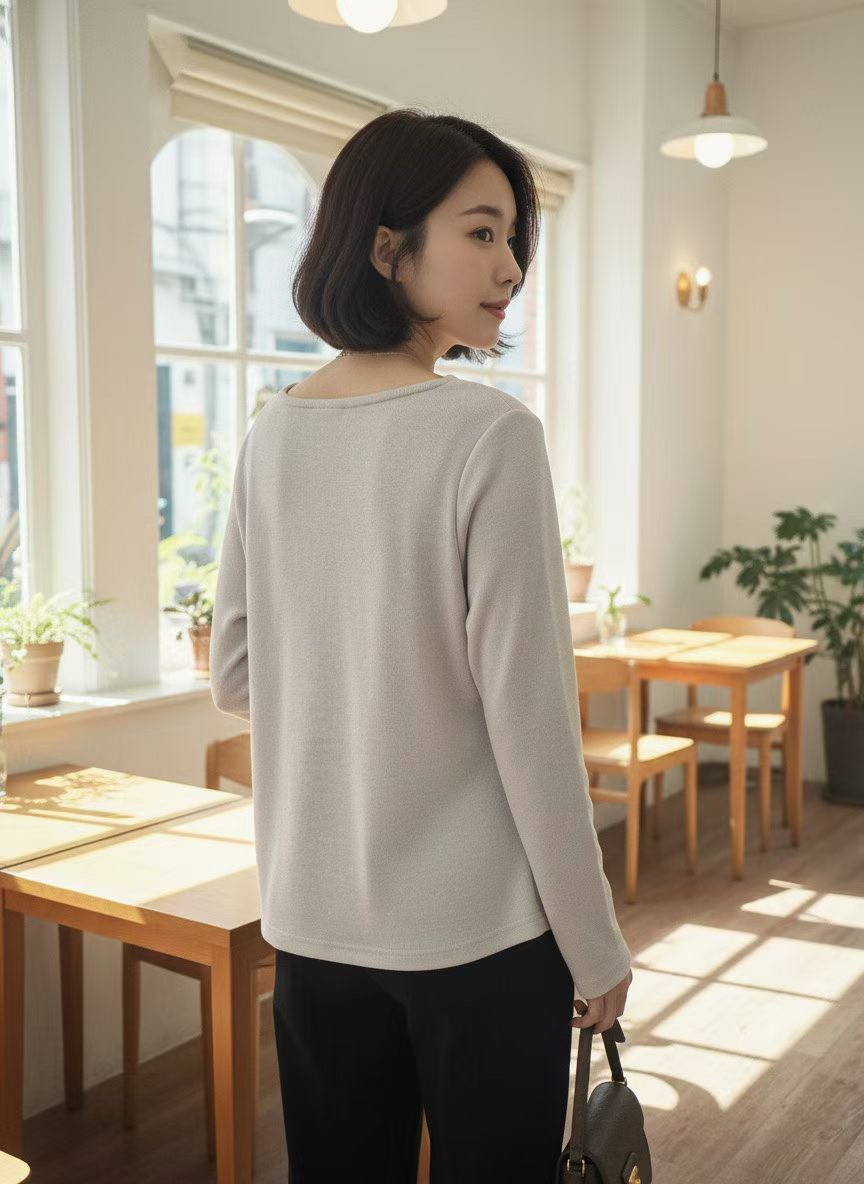 12C111 垂墜圓領雙層雪紡上衣