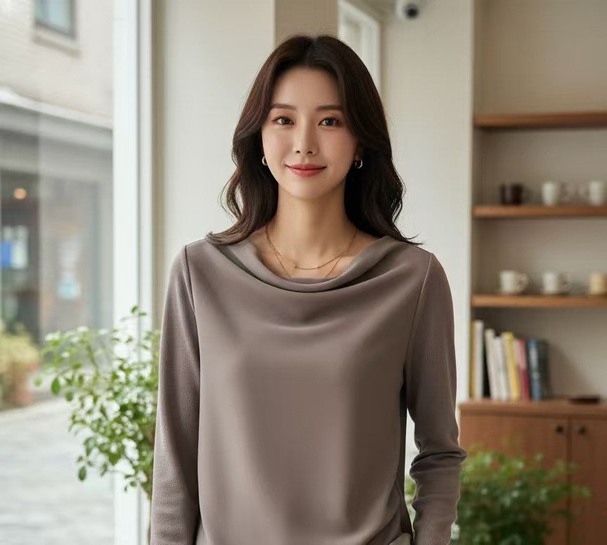 12C111 垂墜圓領雙層雪紡上衣