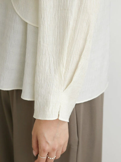 12C112 前襟扭結壓紋雪紡上衣