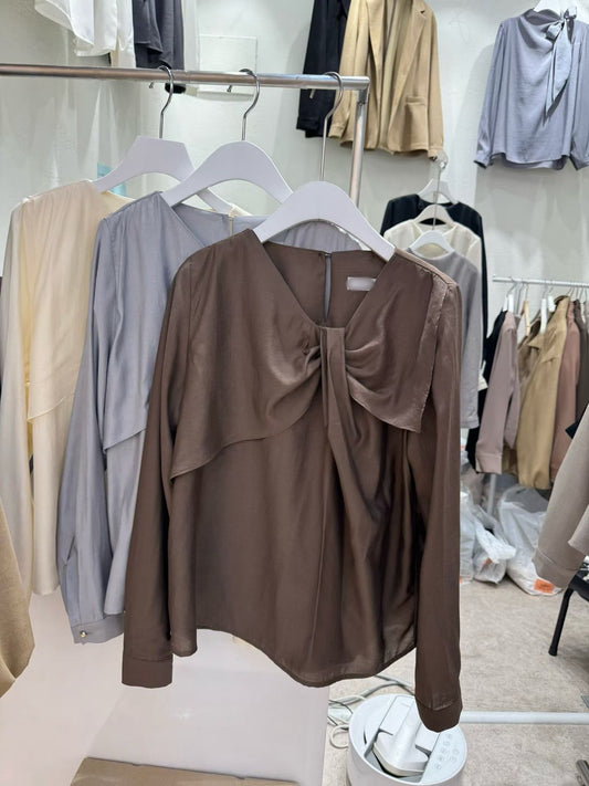 12C110 側蝴蝶結領雪紡上衣