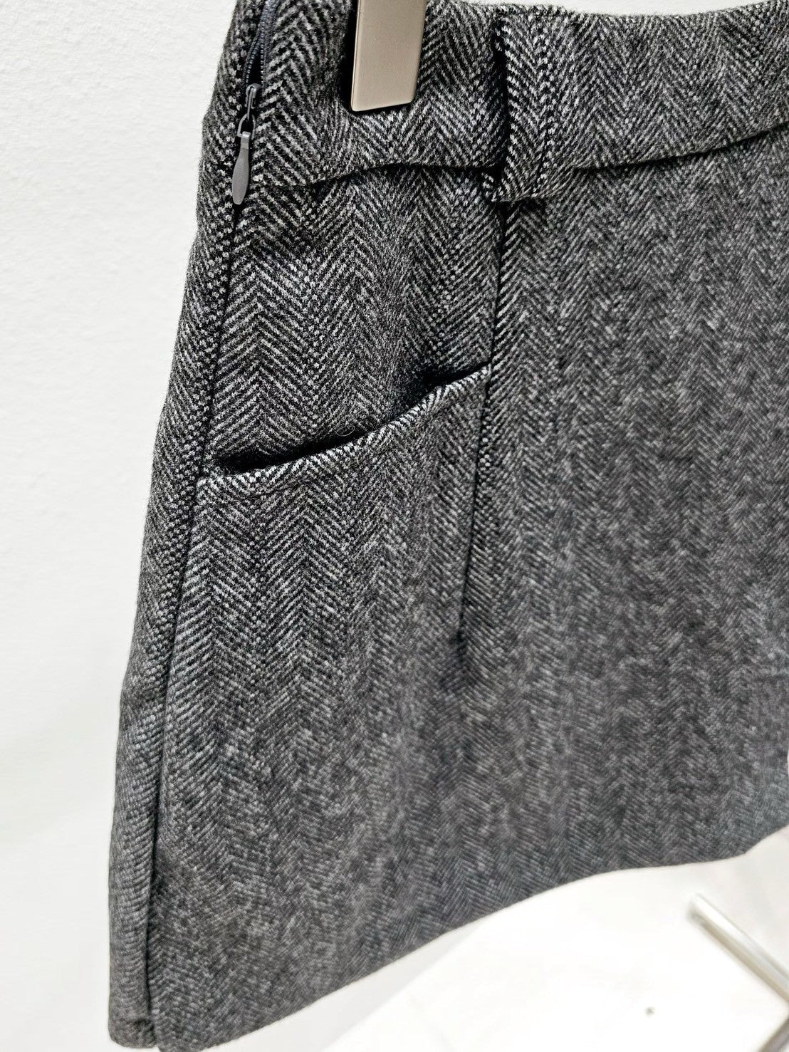 1A102 人字紋毛料短褲裙(後鬆緊腰)