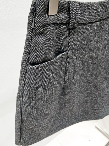 1A102 人字紋毛料短褲裙(後鬆緊腰)