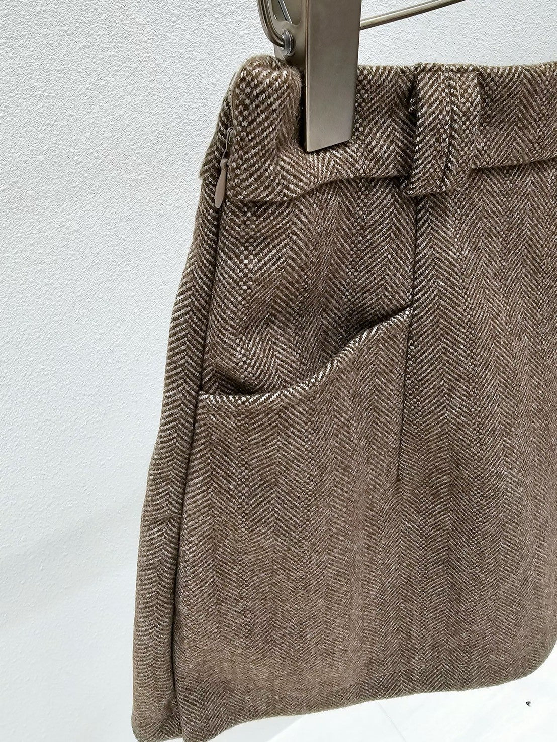 1A102 人字紋毛料短褲裙(後鬆緊腰)