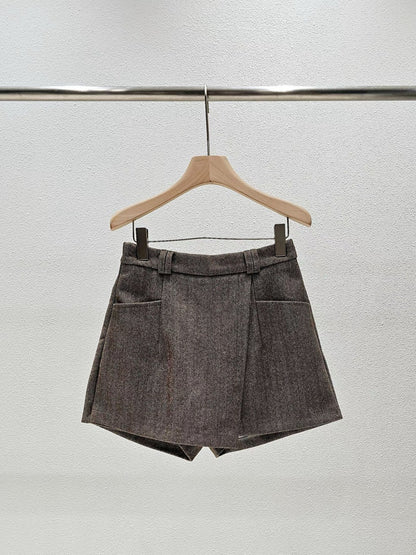 1A102 人字紋毛料短褲裙(後鬆緊腰)