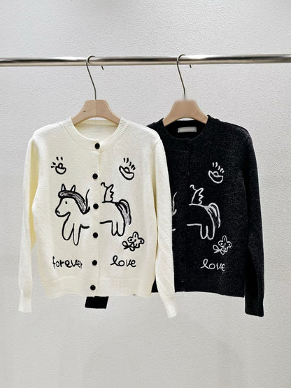 1A118 塗鴉感毛線外套