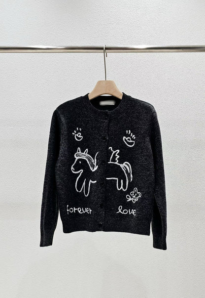 1A118 塗鴉感毛線外套