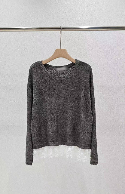 1A117 下拚蕾絲針織衫