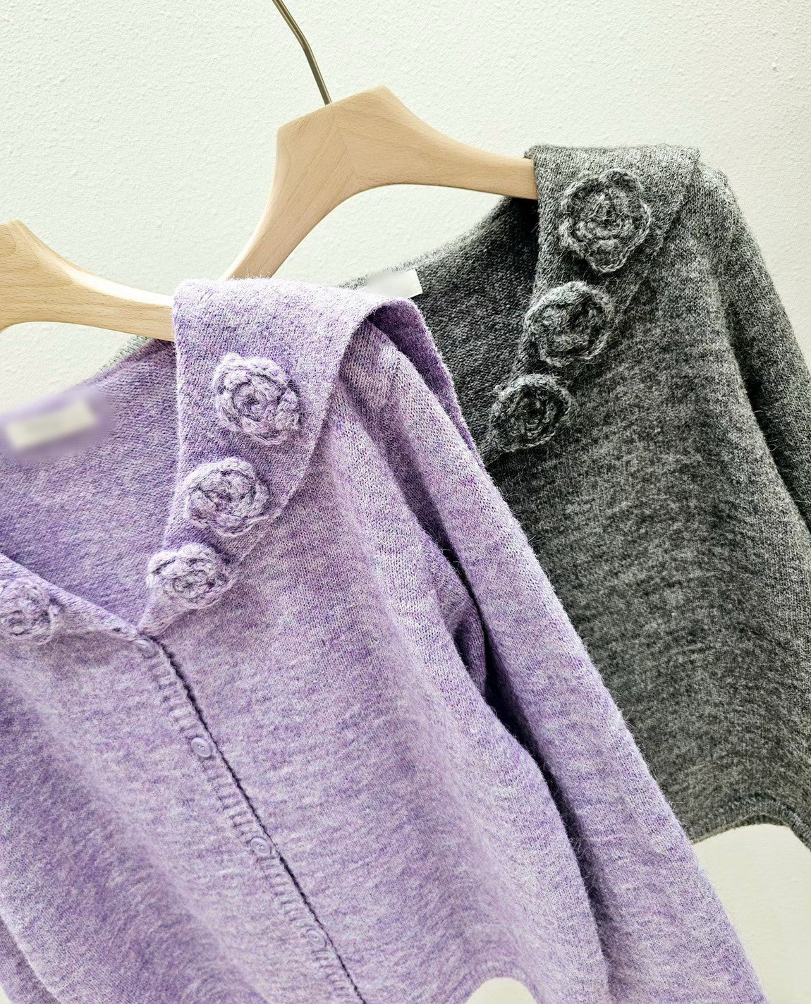 1A116 花朵水手領針織外套