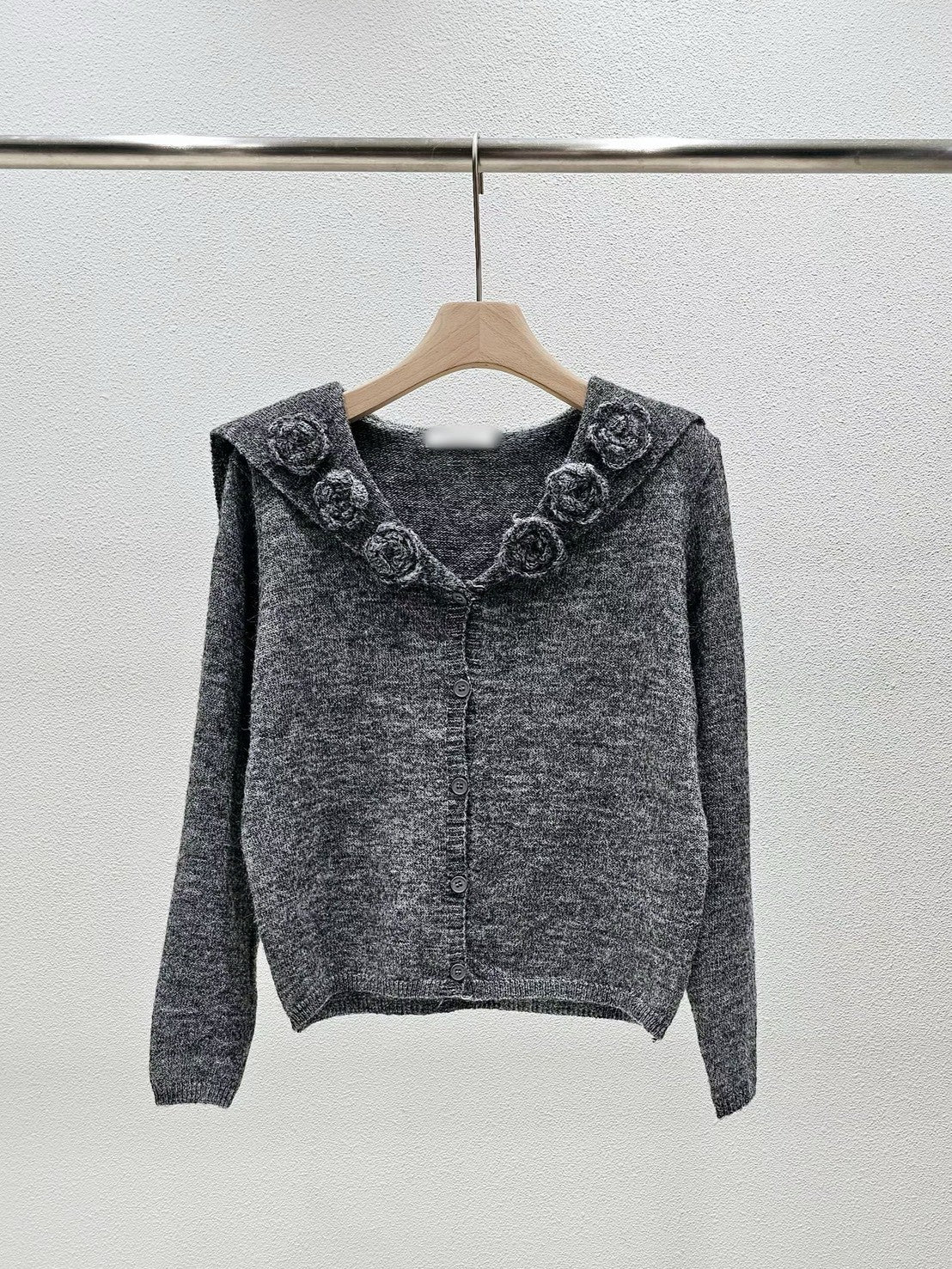 1A116 花朵水手領針織外套