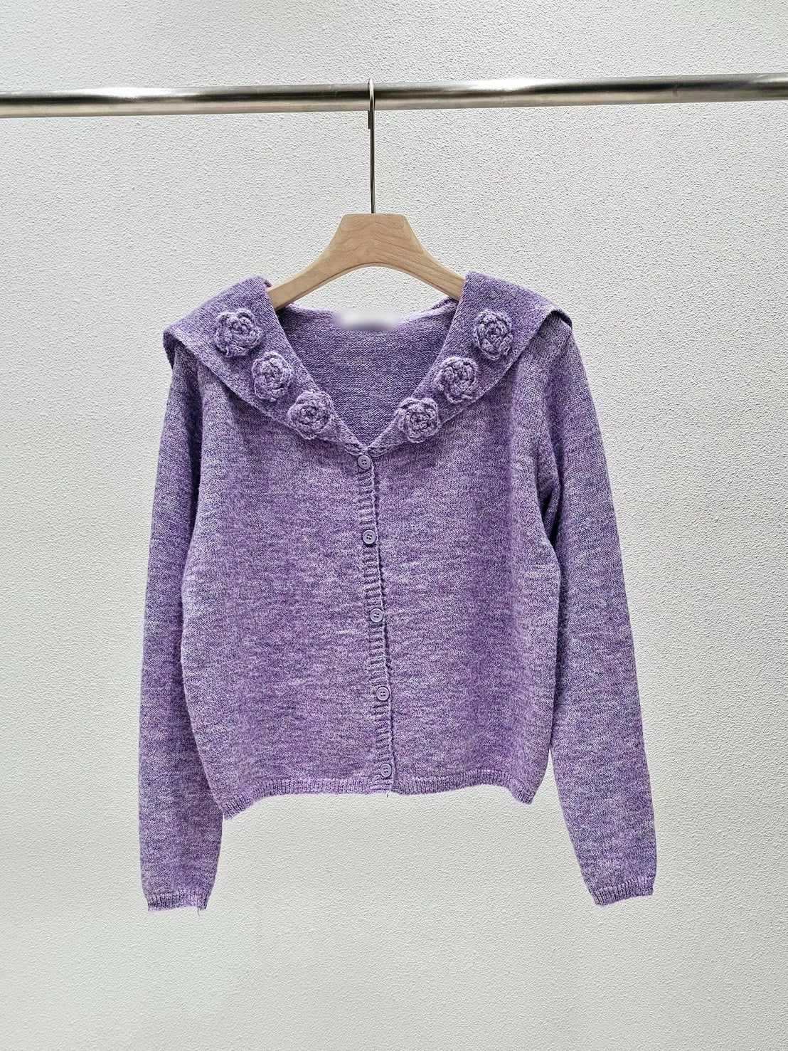 1A116 花朵水手領針織外套