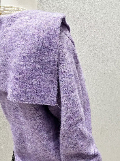 1A116 花朵水手領針織外套