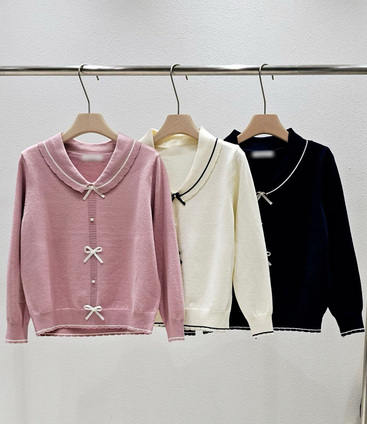 1A112 蝴蝶結小翻領針織衫