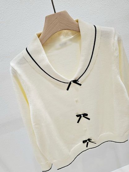 1A112 蝴蝶結小翻領針織衫