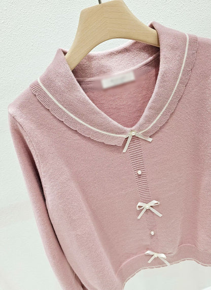 1A112 蝴蝶結小翻領針織衫