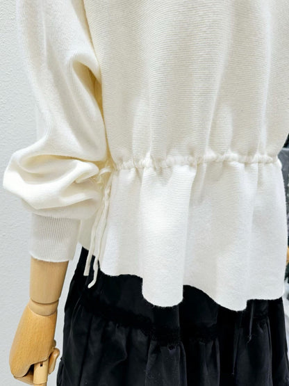 1A107 大小珍珠腰抽繩針織衫