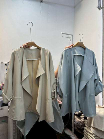 1A209 前襟大翻領反摺袖外套