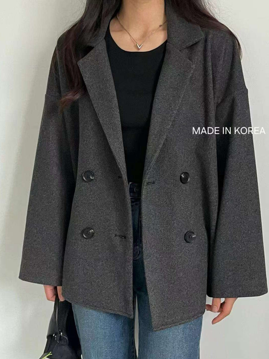 1A212 毛呢人字紋西裝外套