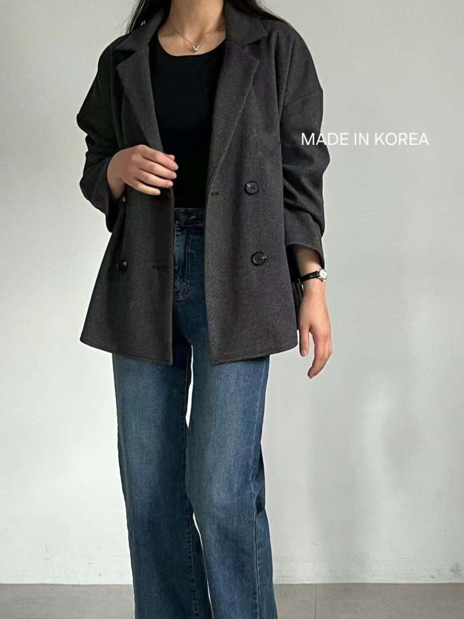 1A212 毛呢人字紋西裝外套