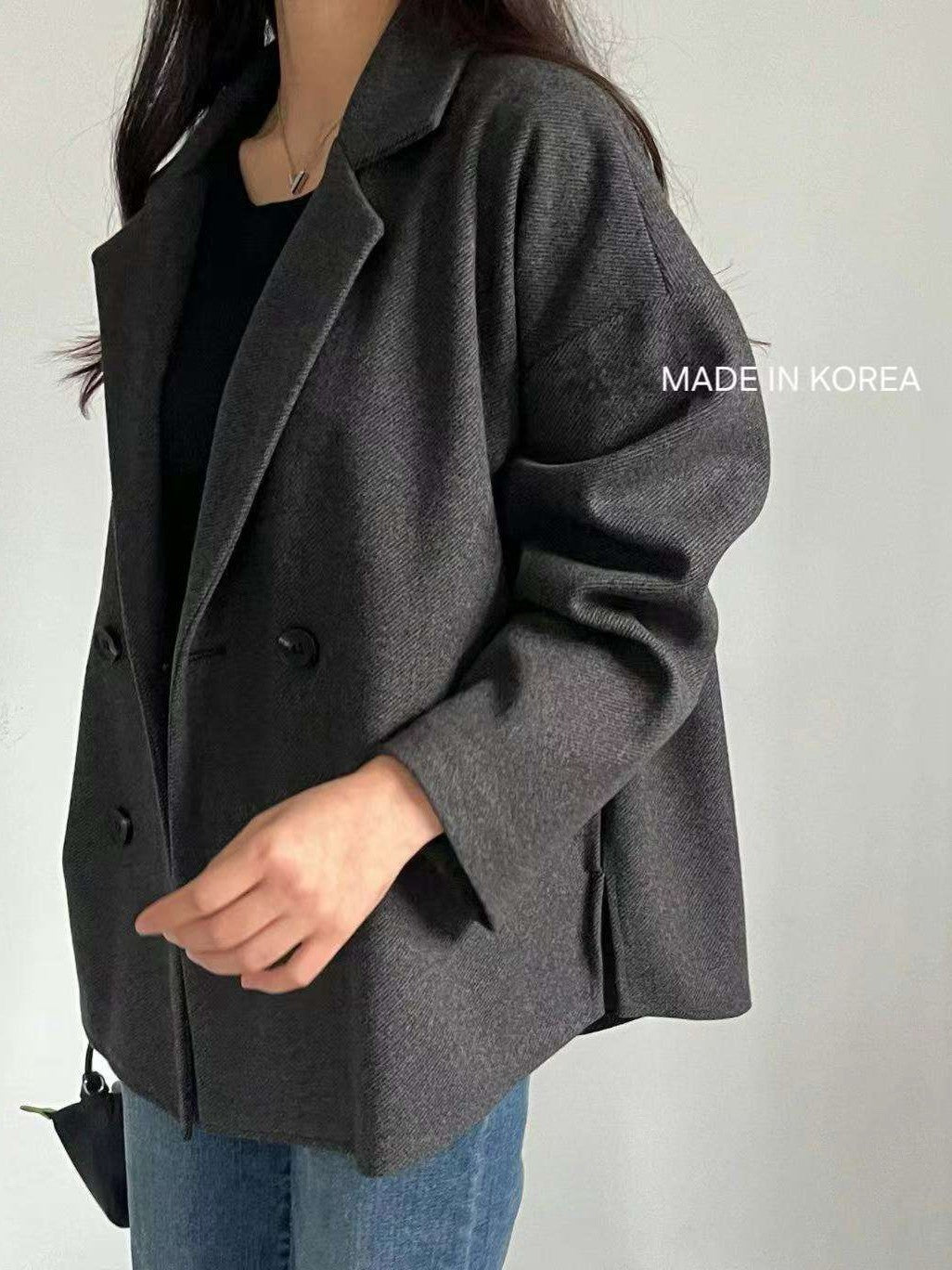 1A212 毛呢人字紋西裝外套