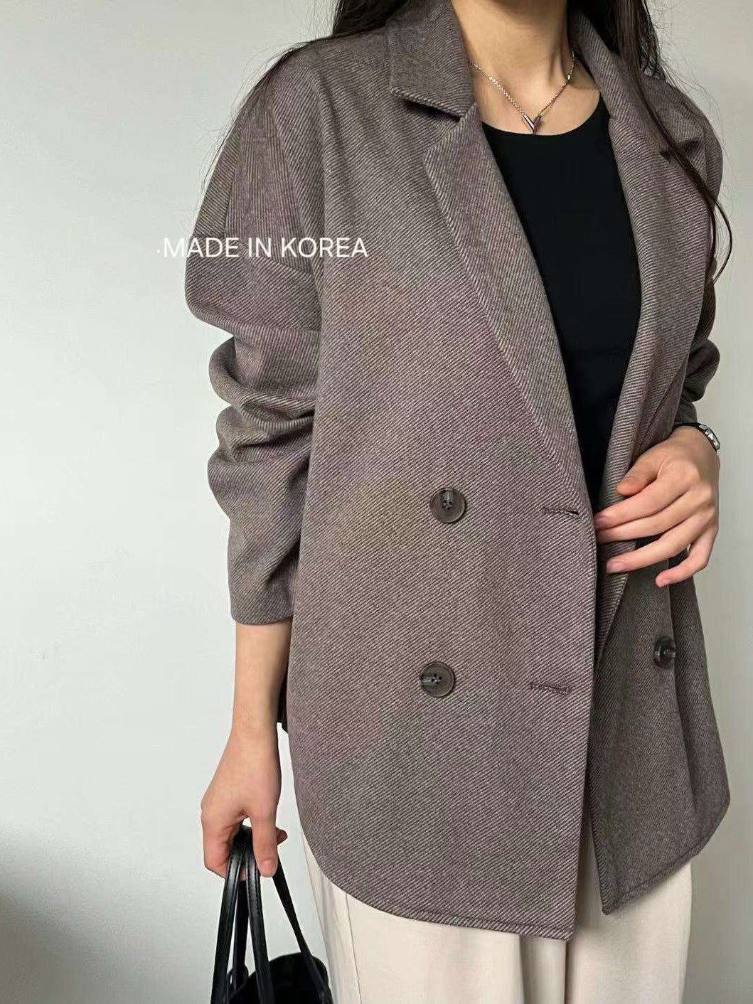 1A212 毛呢人字紋西裝外套