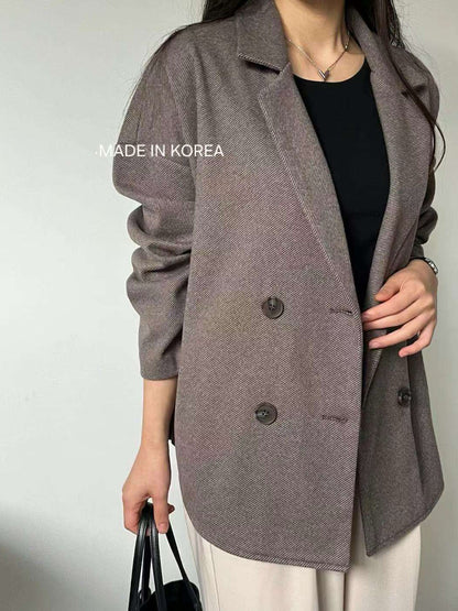 1A212 毛呢人字紋西裝外套