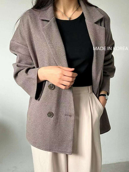 1A212 毛呢人字紋西裝外套