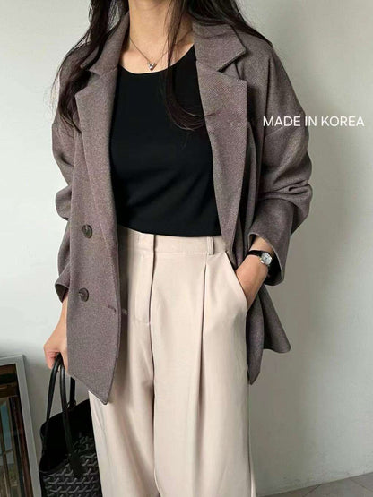 1A212 毛呢人字紋西裝外套