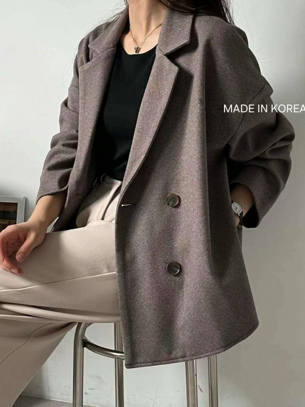 1A212 毛呢人字紋西裝外套