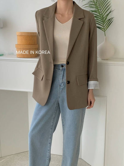 1A214 手袖直紋內裡長版西裝外套