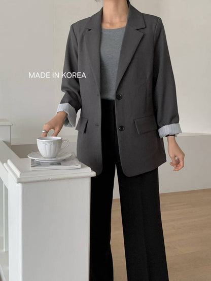 1A214 手袖直紋內裡長版西裝外套