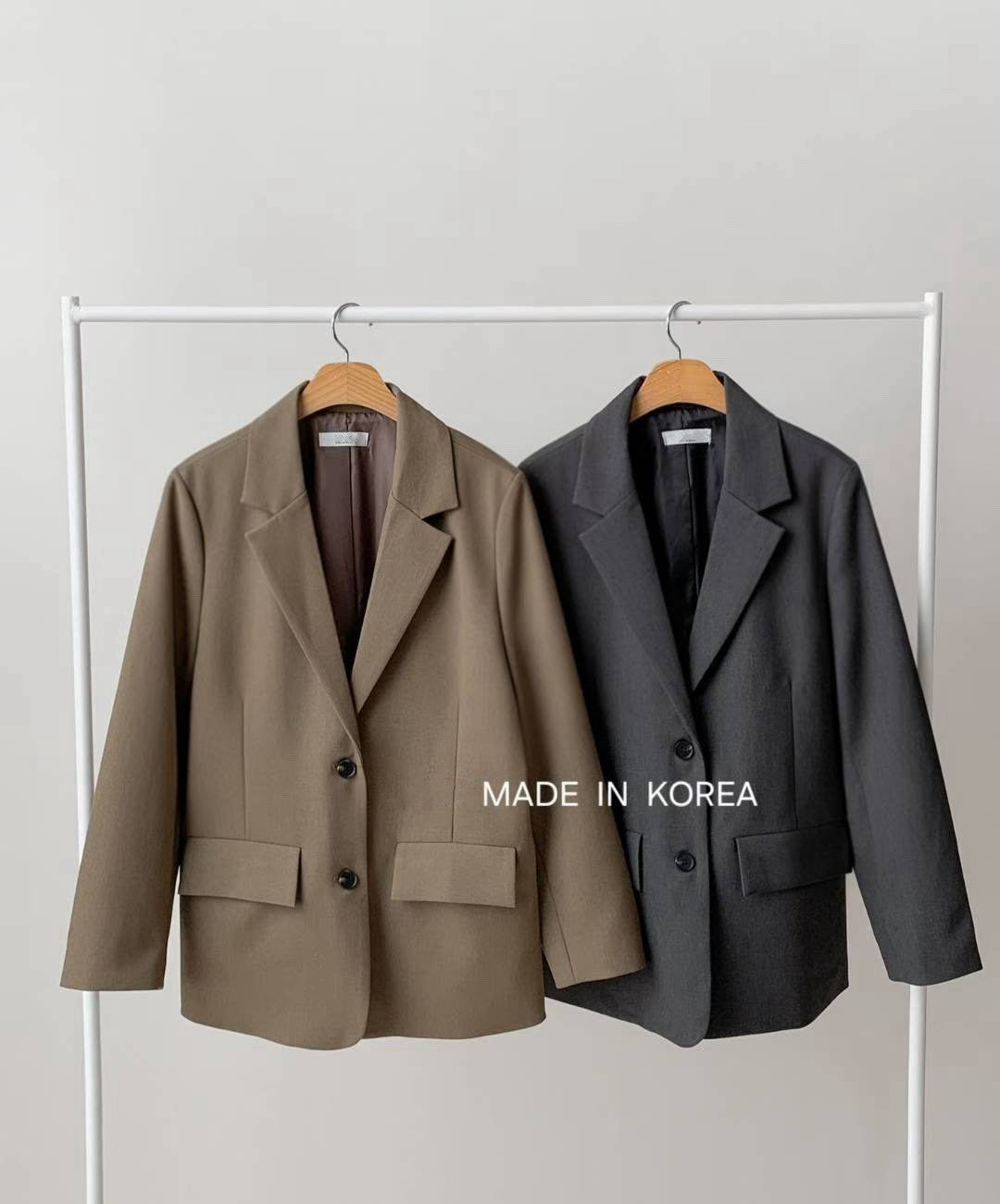 1A214 手袖直紋內裡長版西裝外套