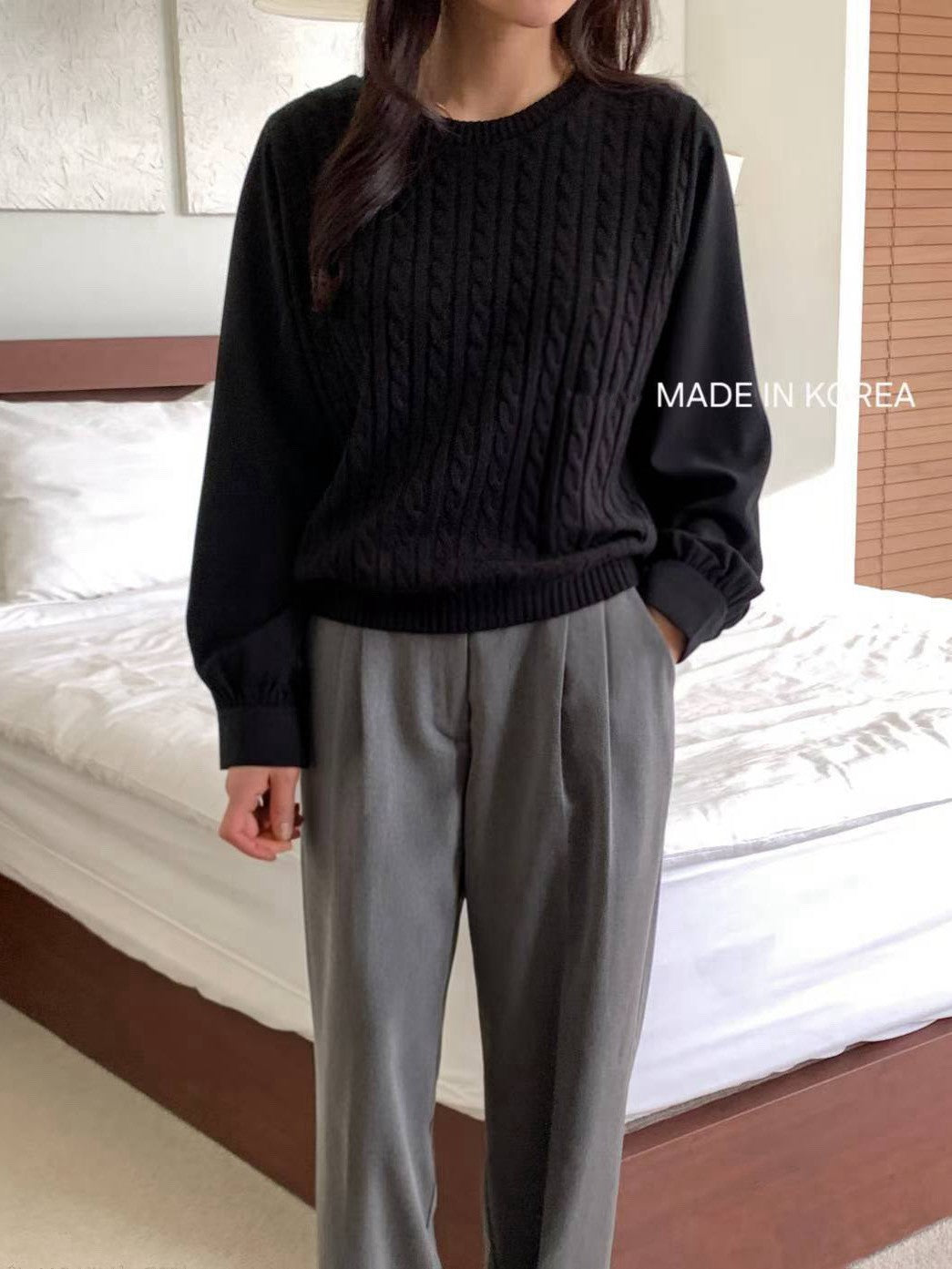 1A204 麻花針織接袖上衣