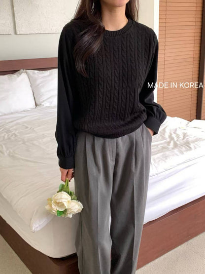 1A204 麻花針織接袖上衣