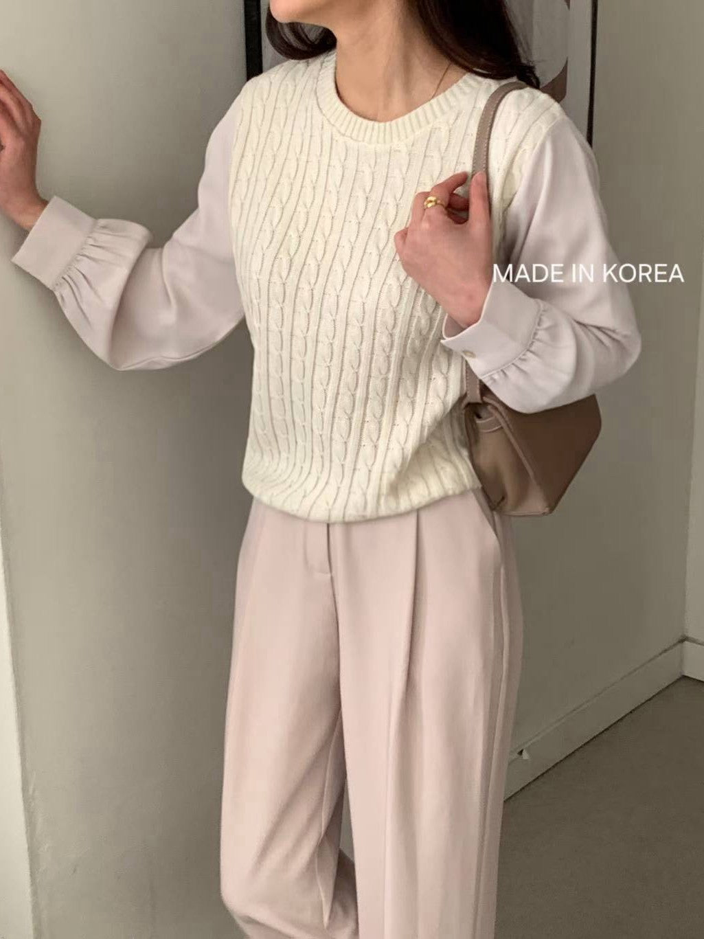 1A204 麻花針織接袖上衣