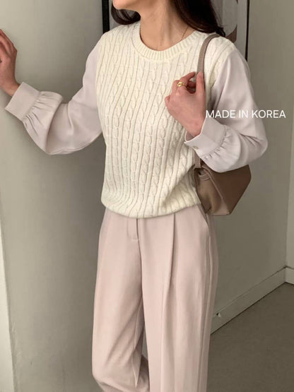 1A204 麻花針織接袖上衣