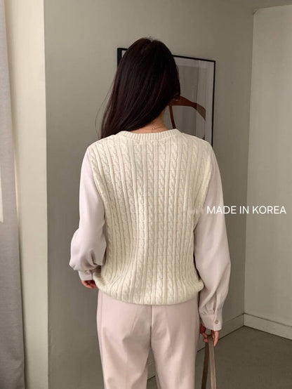 1A204 麻花針織接袖上衣