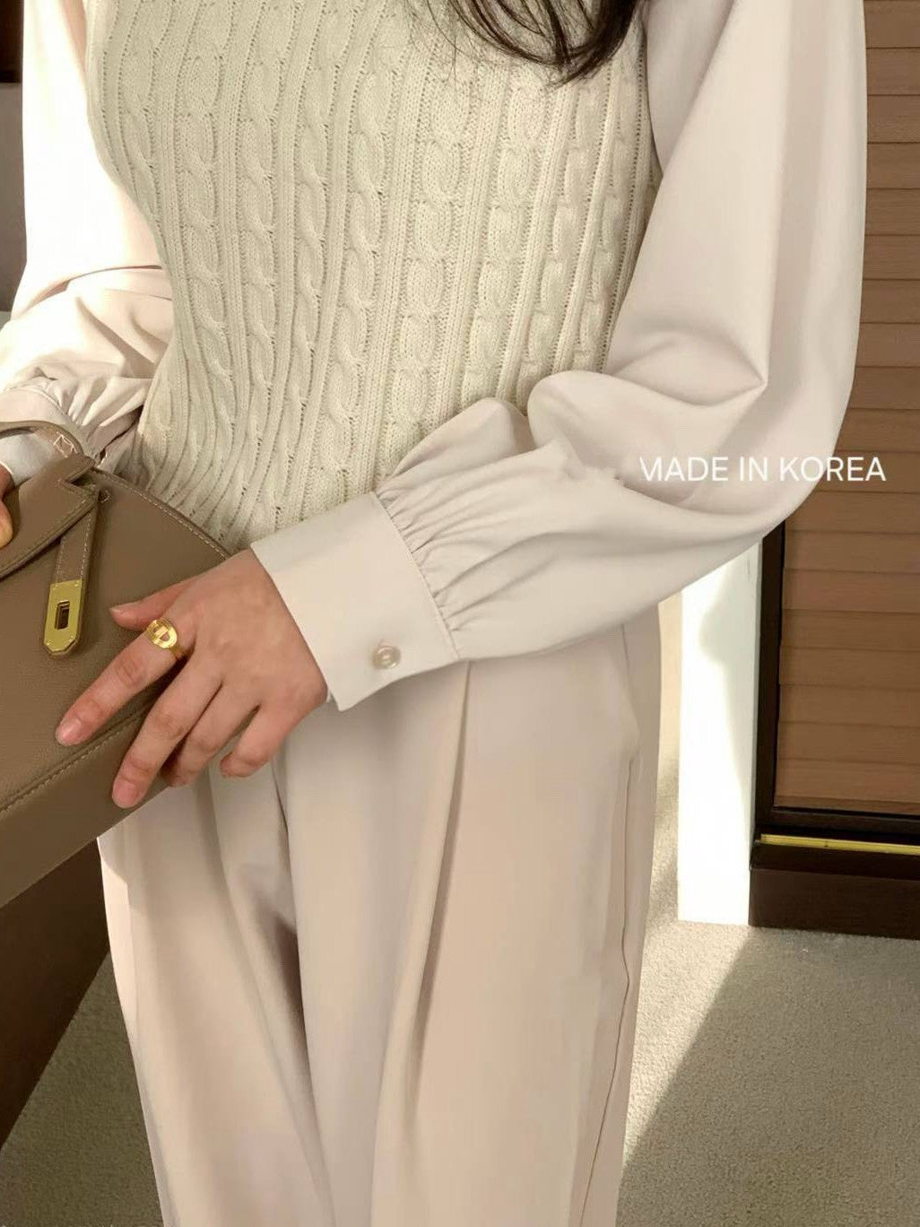 1A204 麻花針織接袖上衣