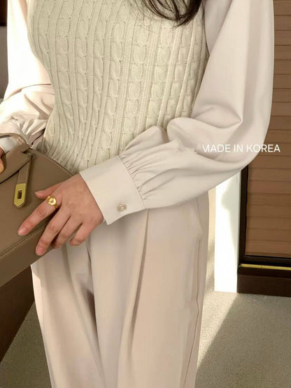 1A204 麻花針織接袖上衣