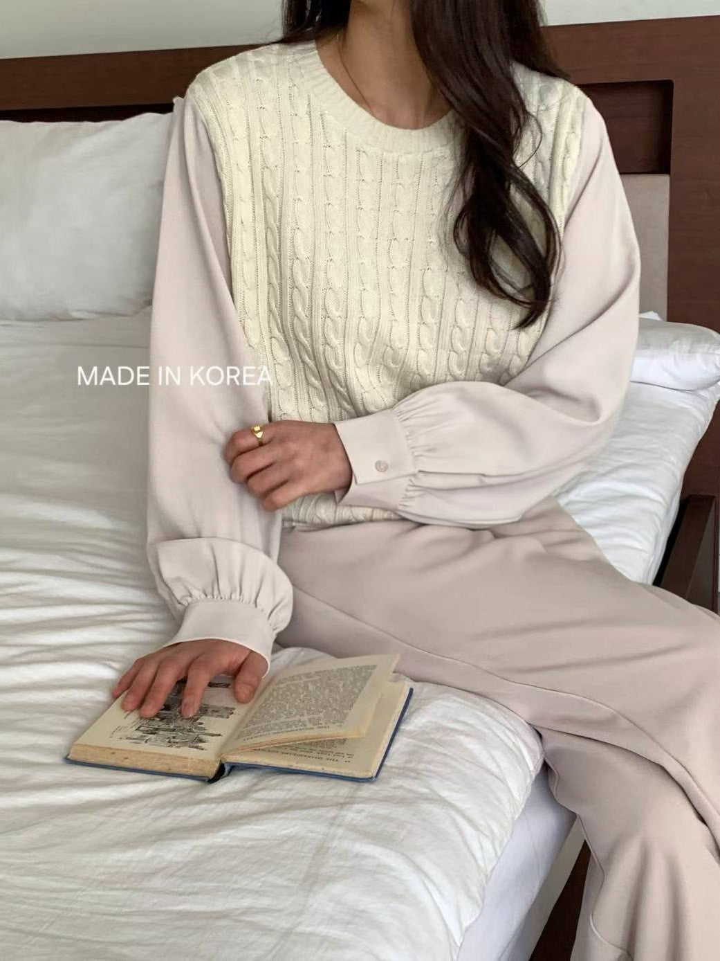 1A204 麻花針織接袖上衣