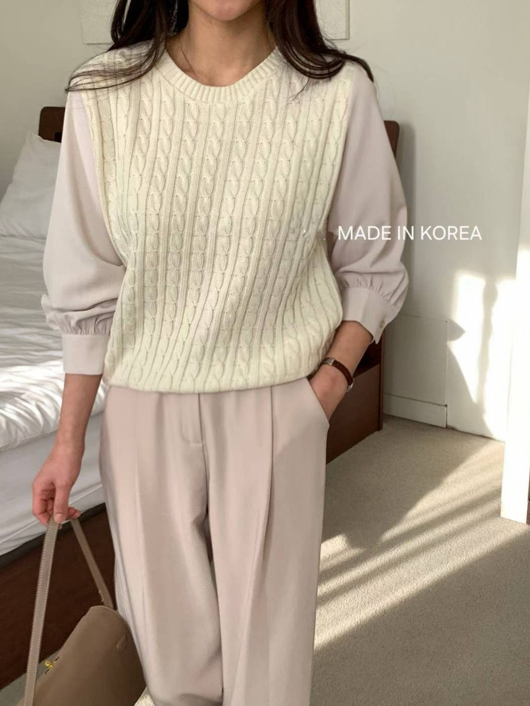 1A204 麻花針織接袖上衣