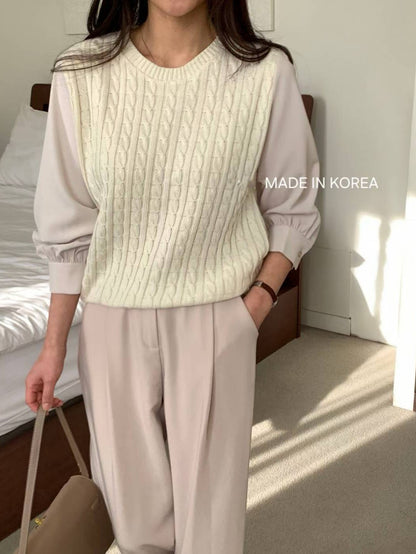 1A204 麻花針織接袖上衣