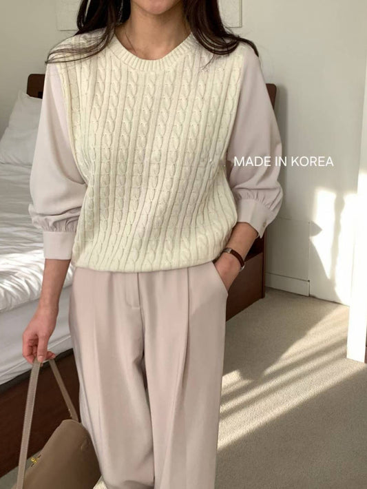 1A204 麻花針織接袖上衣