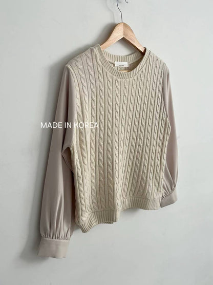 1A204 麻花針織接袖上衣