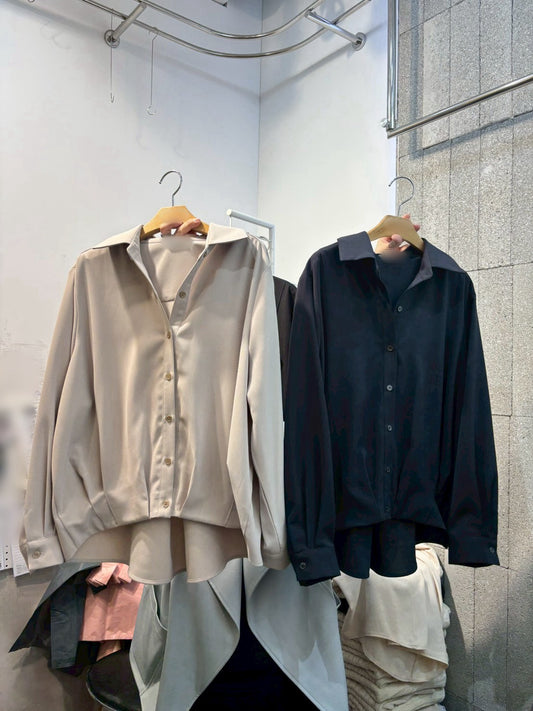 1A206 下擺收折長袖襯衫