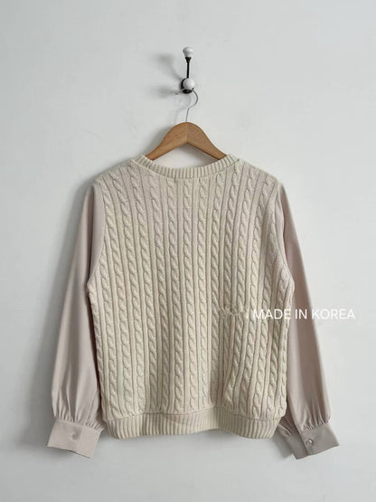 1A204 麻花針織接袖上衣