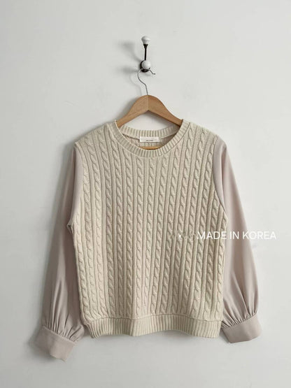 1A204 麻花針織接袖上衣