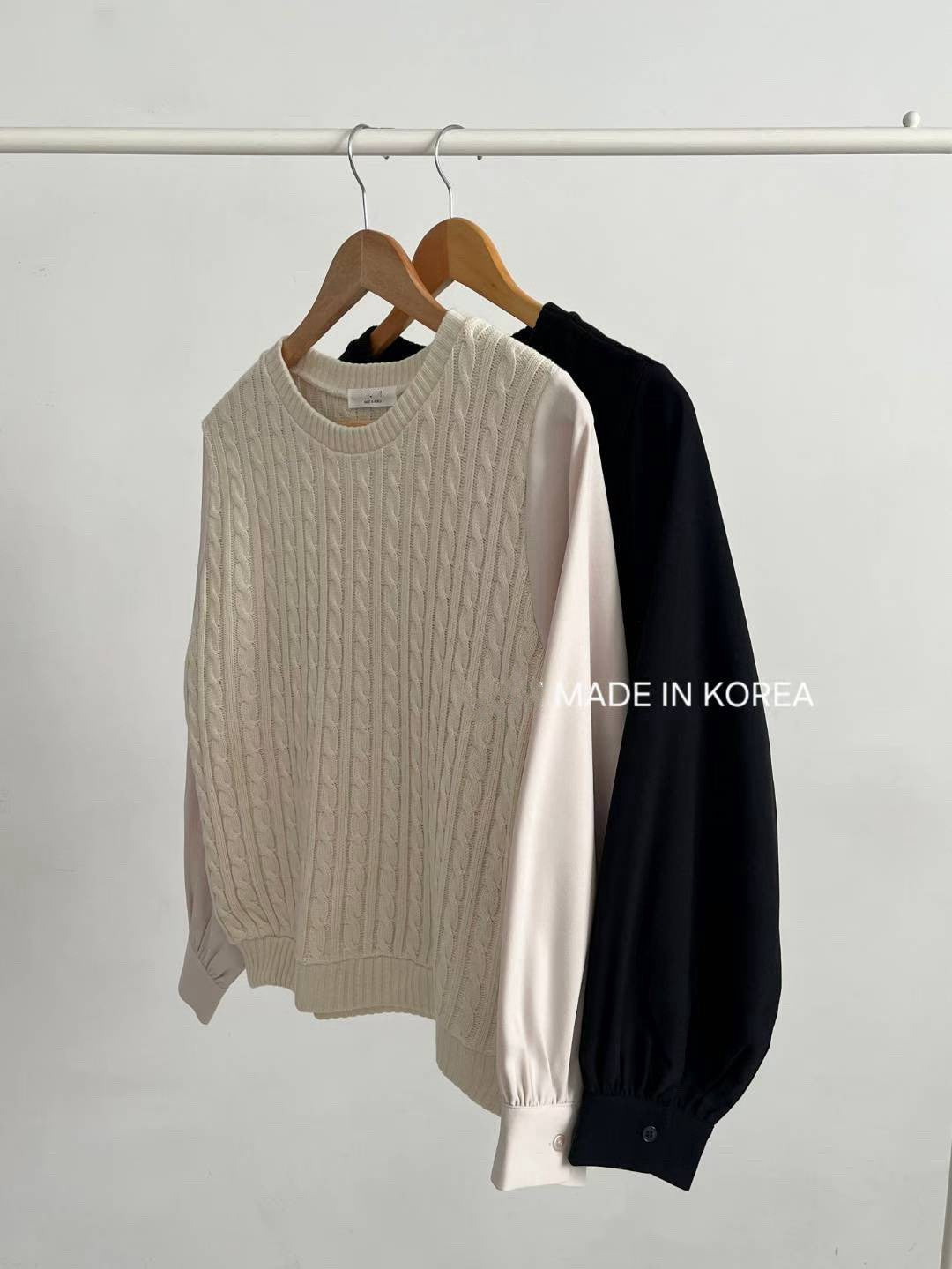 1A204 麻花針織接袖上衣